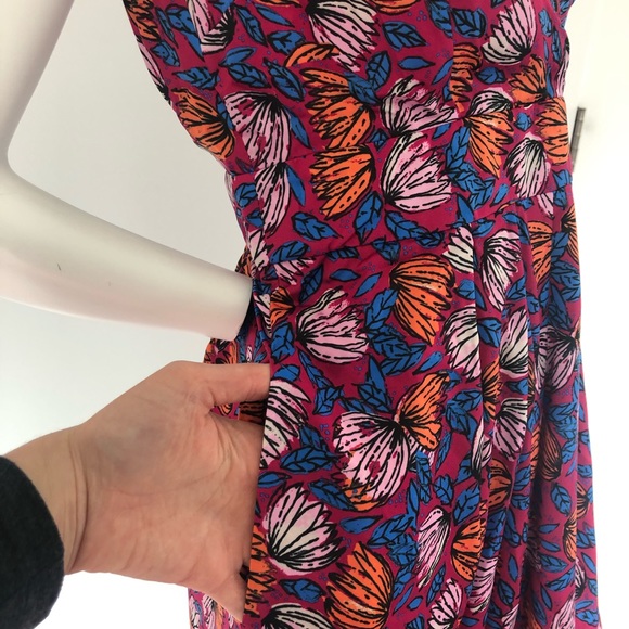 NWOT ModCloth Hot Pink Floral Midi Dress - Picture 3 of 5